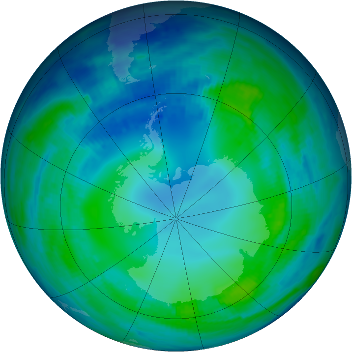 Antarctic ozone map for 10 May 1997